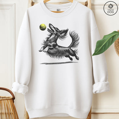 Dachshund Weenie Tennis Ball Sweatshirt White Taco-Dog