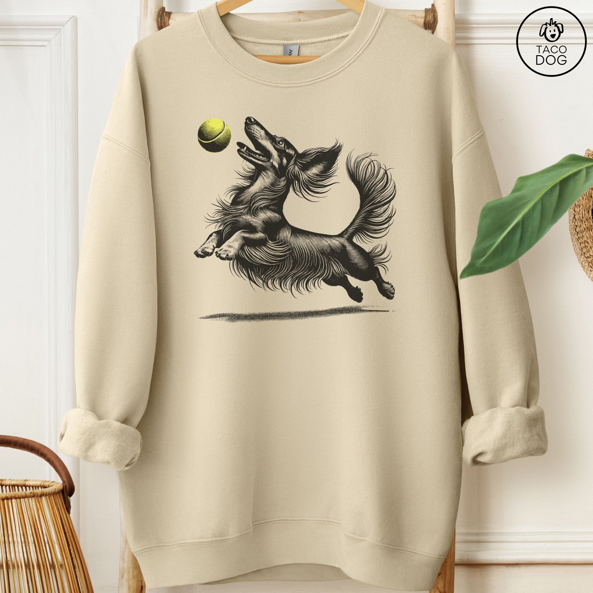 Dachshund Weenie Tennis Ball Sweatshirt Sand Taco-Dog