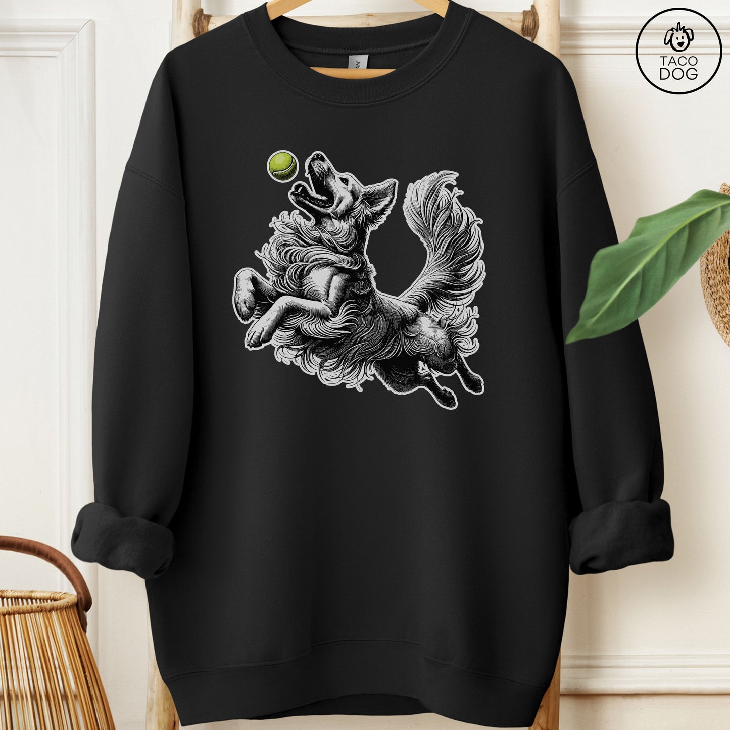 Golden Retriever Tennis Ball Sweatshirt Black Taco-Dog
