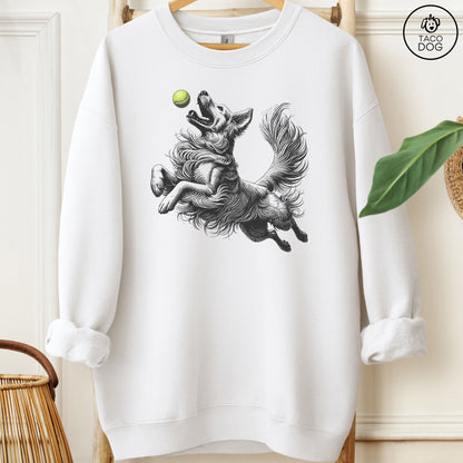 Golden Retriever Tennis Ball Sweatshirt White Taco-Dog