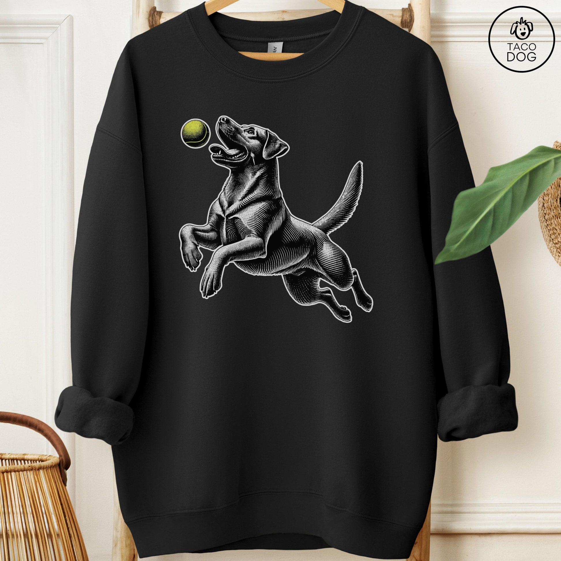Labrador Retriever Tennis Ball Sweatshirt Black Taco-Dog
