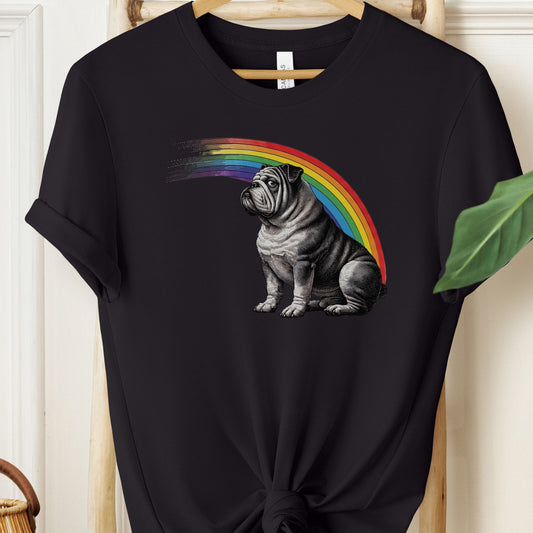English Bulldog Rainbow T-Shirt Black