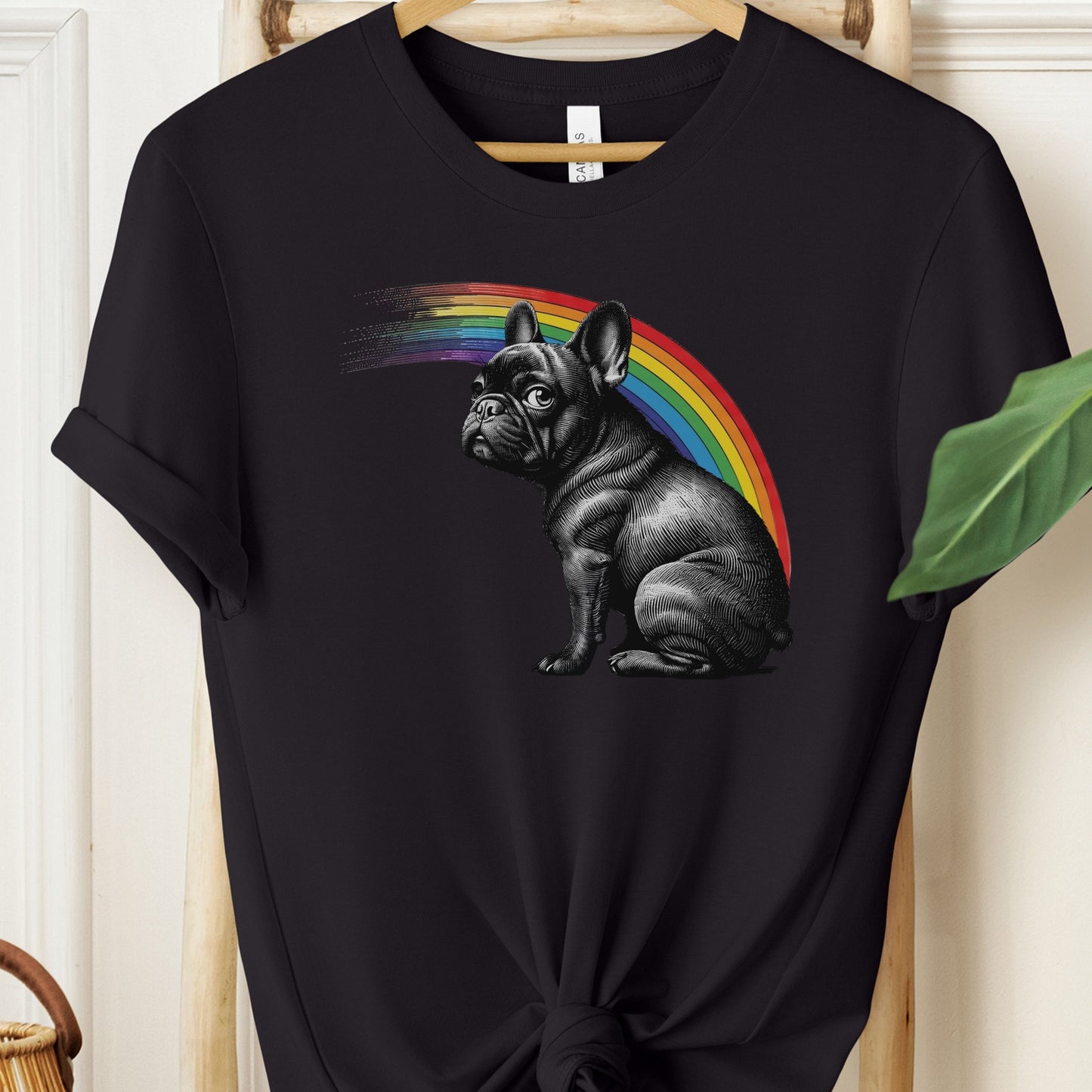 French Bulldog Frenchie Rainbow T-Shirt Black Taco-Dog
