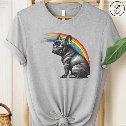 French Bulldog Frenchie Rainbow T-Shirt Athletic Heather Taco-Dog