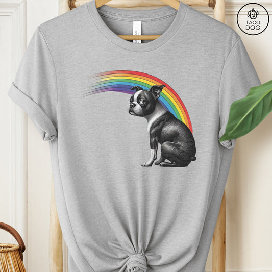 Boston Terrier Rainbow T-Shirt Athletic Heather