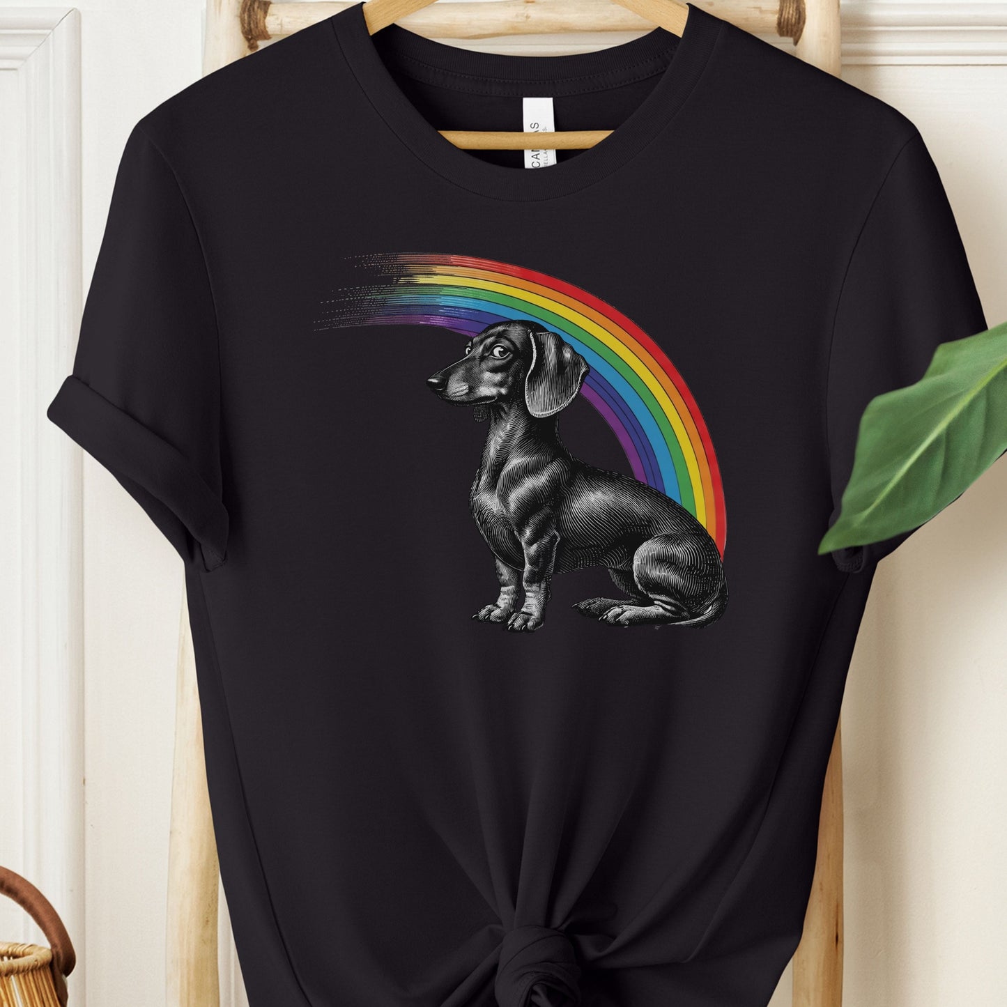Dachshund Weenie Rainbow T-Shirt Black