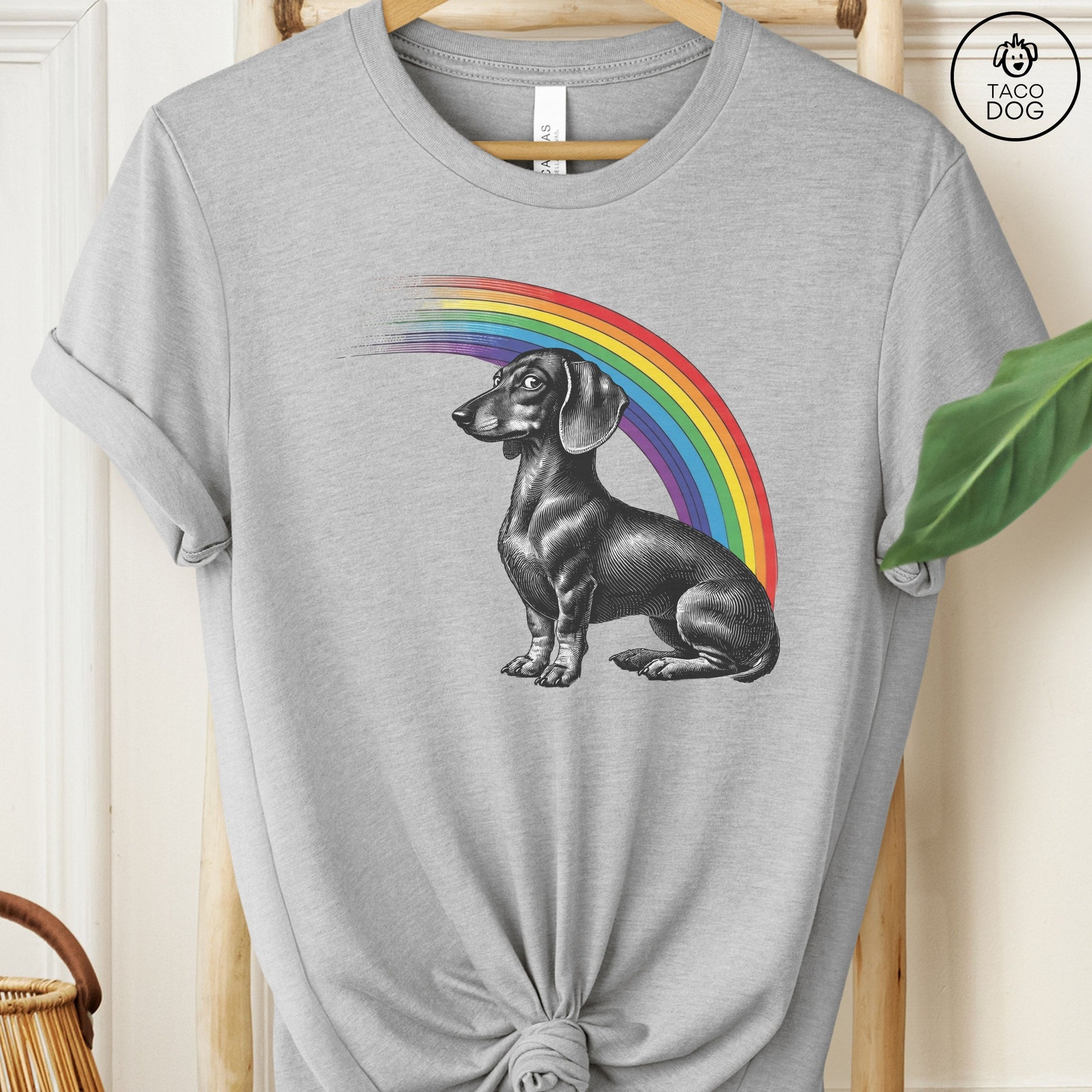 Dachshund Weenie Rainbow T-Shirt Athletic Heather