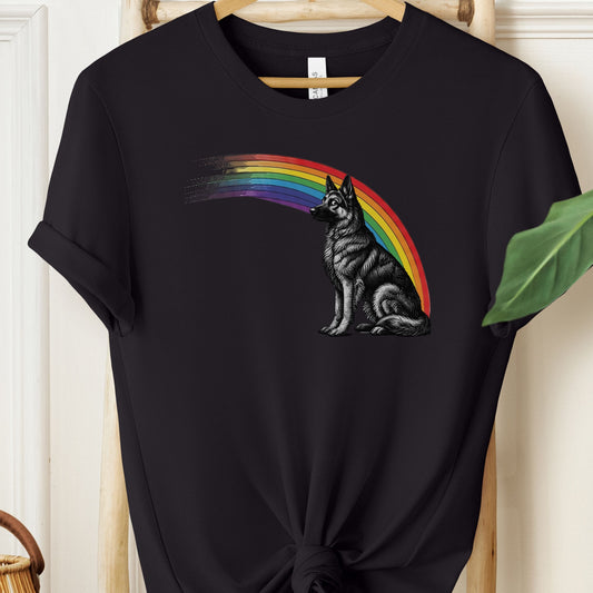 German Shepherd Rainbow T-Shirt Black