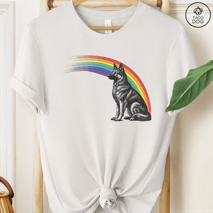 German Shepherd Rainbow T-Shirt Vintage White Taco-Dog