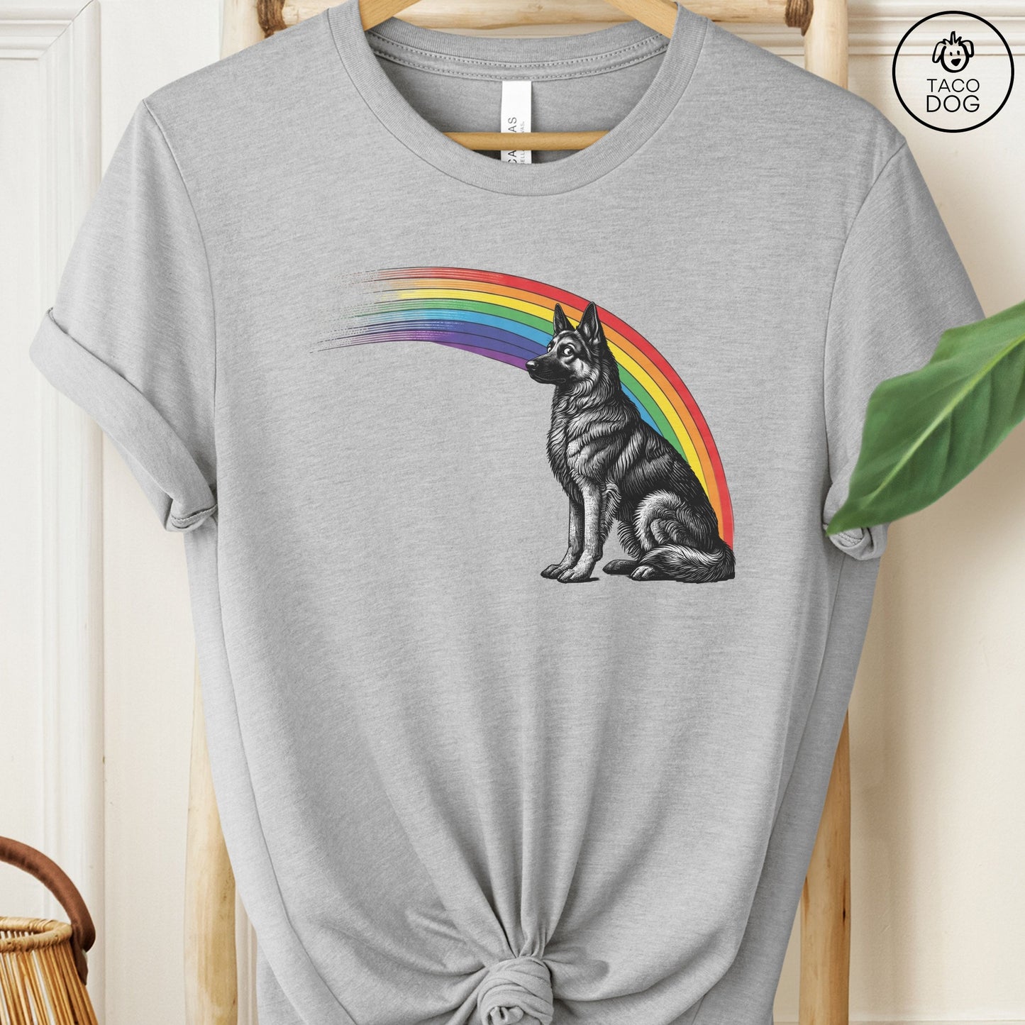 German Shepherd Rainbow T-Shirt Athletic Heather Taco-Dog