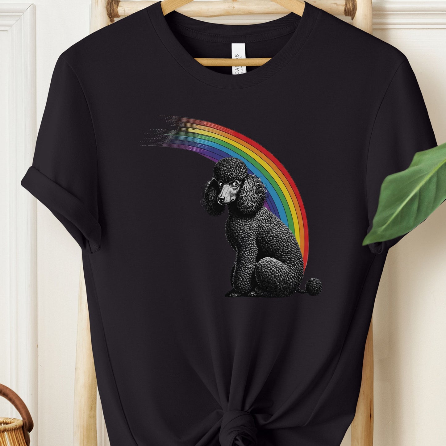Poodle Rainbow T-Shirt Black Taco-Dog