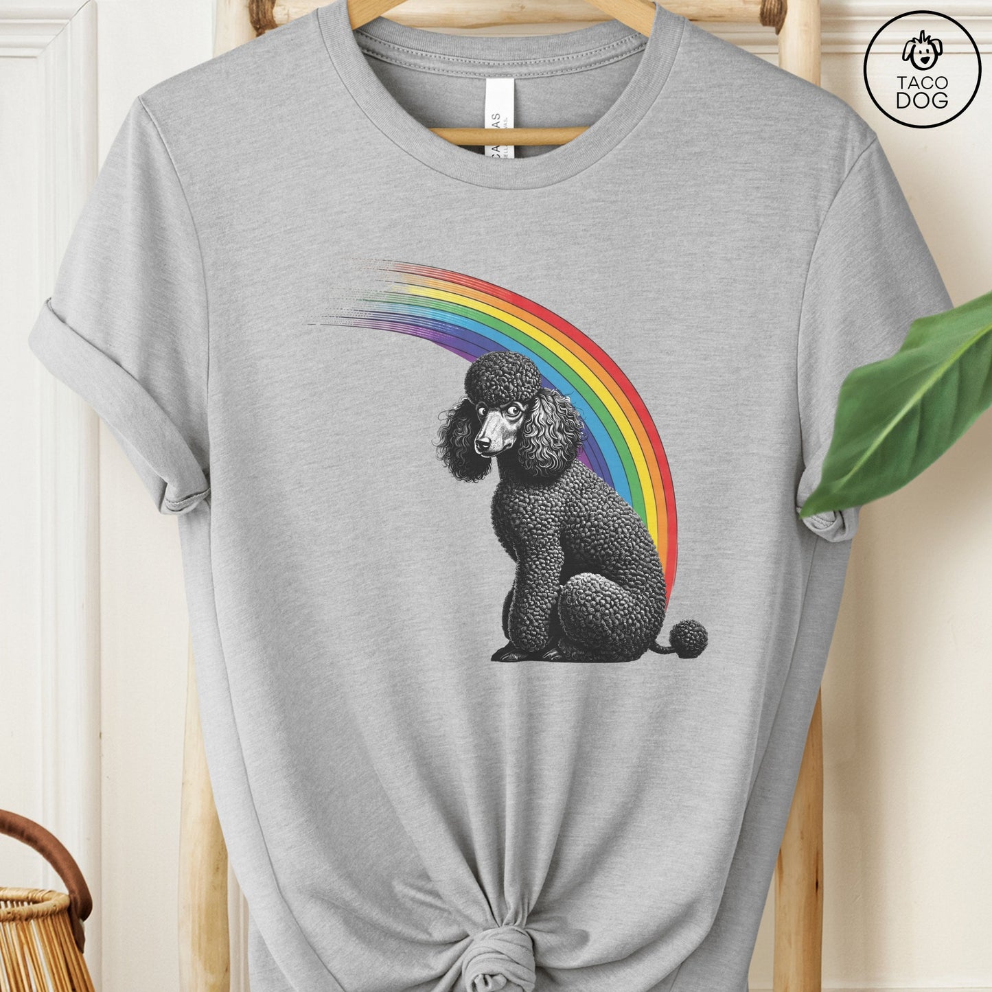 Poodle Rainbow T-Shirt Athletic Heather Taco-Dog