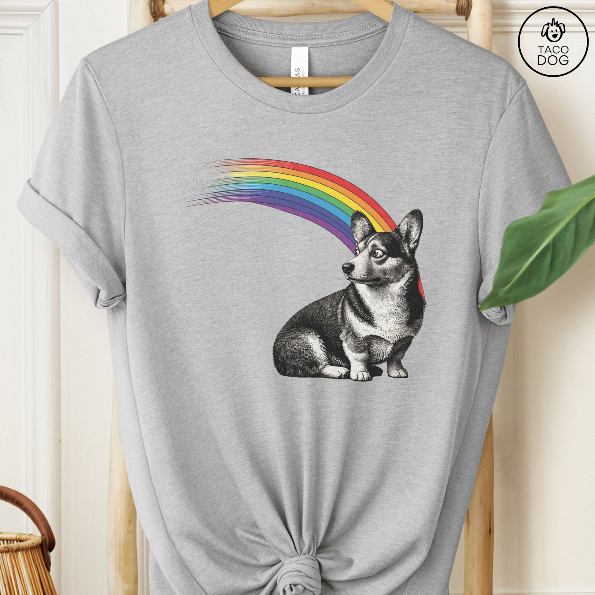 Corgi Rainbow T-Shirt Athletic Heather Gray