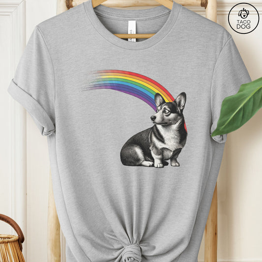 Corgi Rainbow T-Shirt Athletic Heather Gray