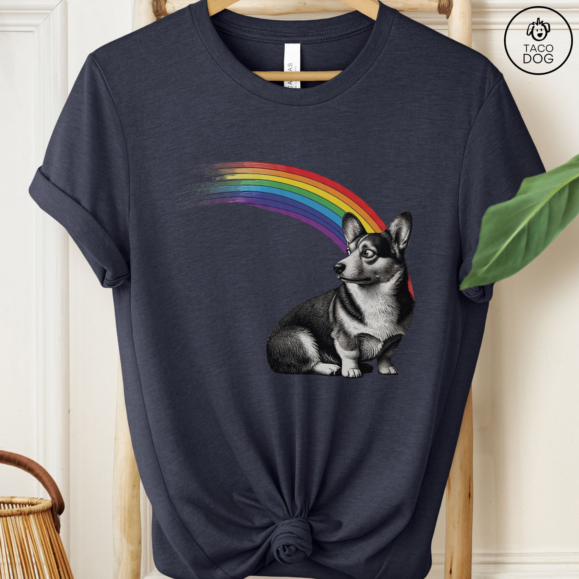 Corgi Rainbow T-Shirt Heather Navy
