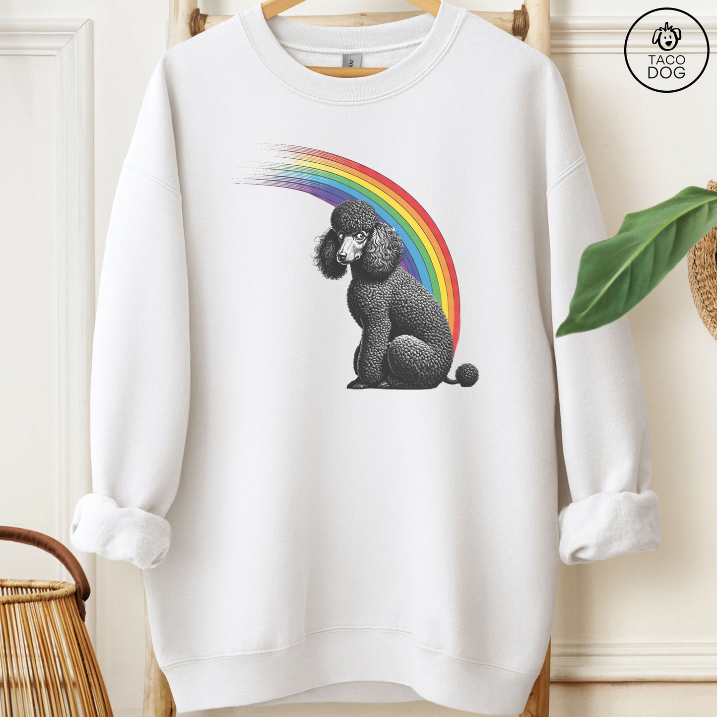 Poodle Rainbow Sweatshirt White