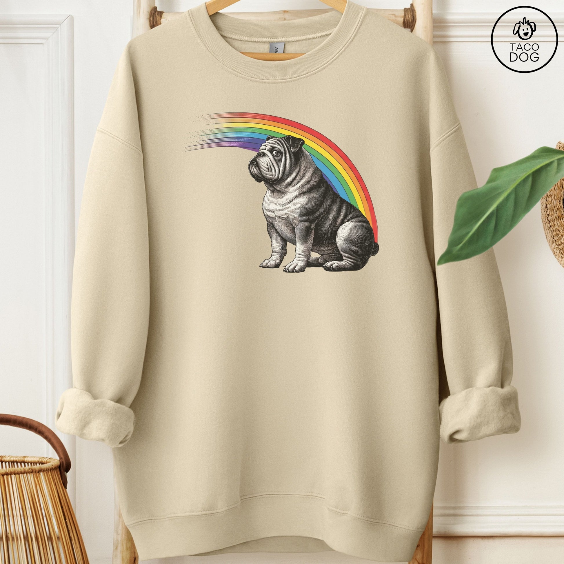 English Bulldog Rainbow Sweatshirt Sand Taco-Dog