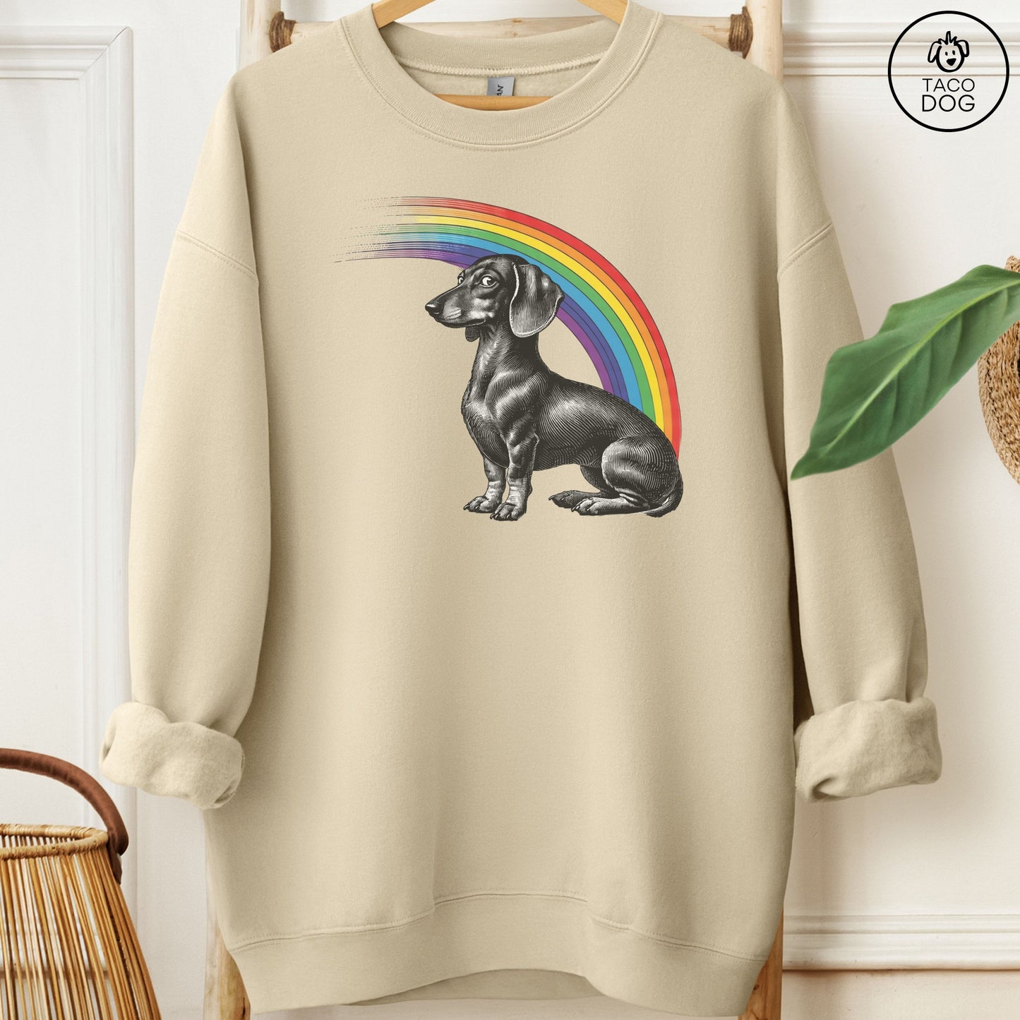 Dachshund Weenie Rainbow Sweatshirt Sand Taco-Dog