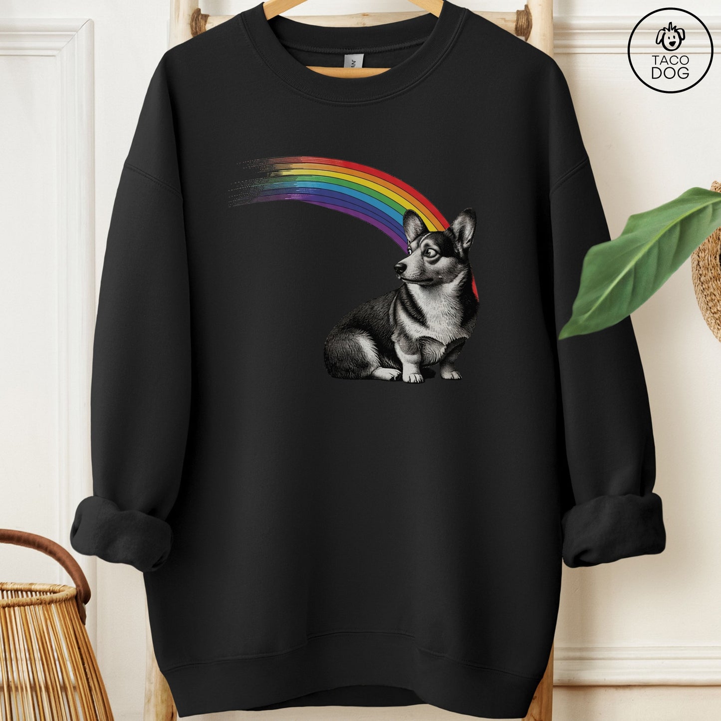 Corgi Rainbow Sweatshirt Black