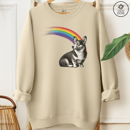 Corgi Rainbow Sweatshirt Sand