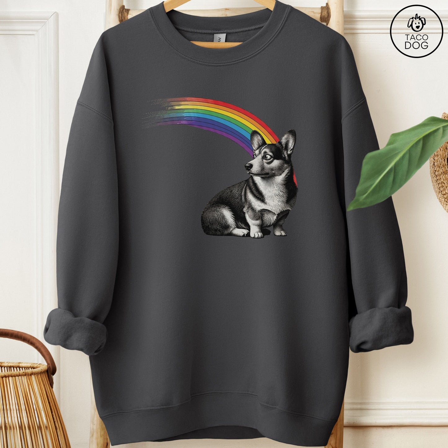 Corgi Rainbow Sweatshirt Charcoal