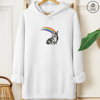 Corgi Rainbow Hoodie White