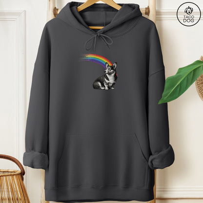 Corgi Rainbow Hoodie Charcoal