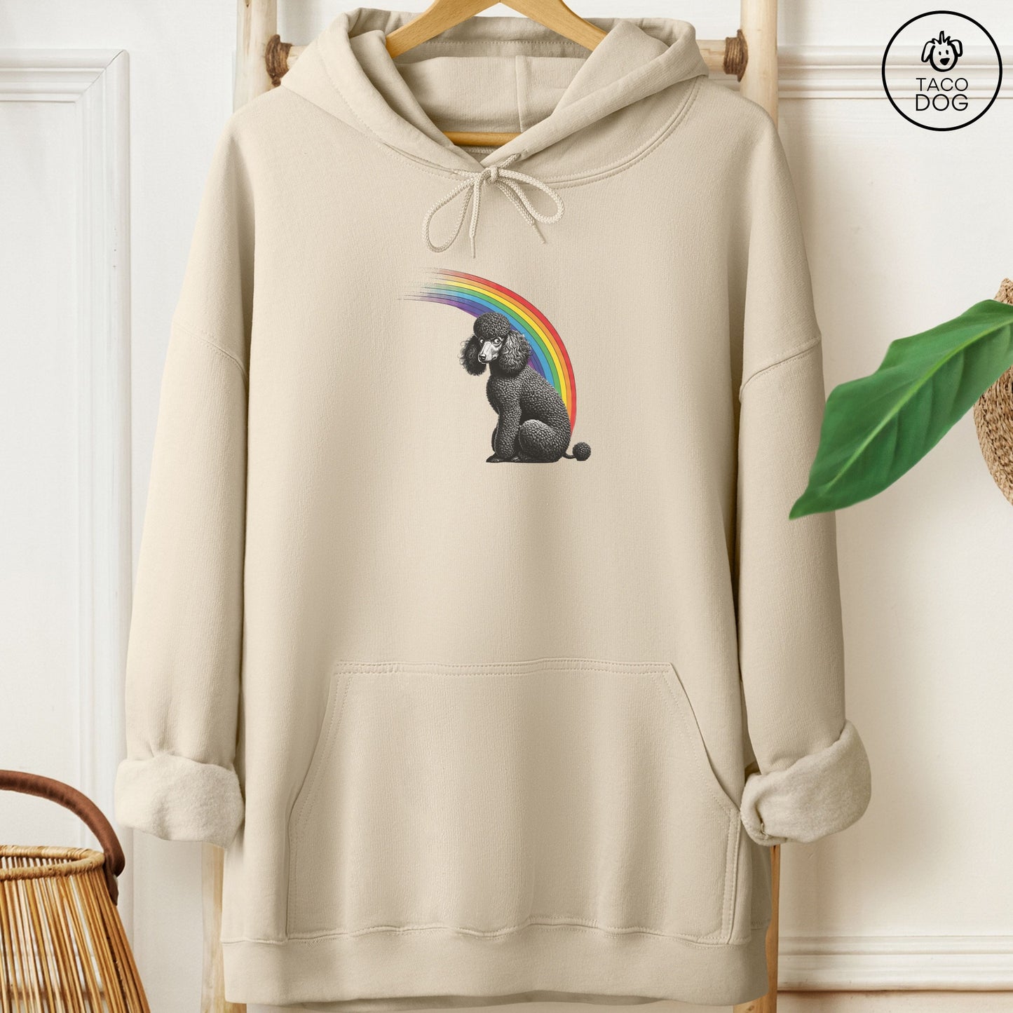 Poodle Rainbow Hoodie Sand