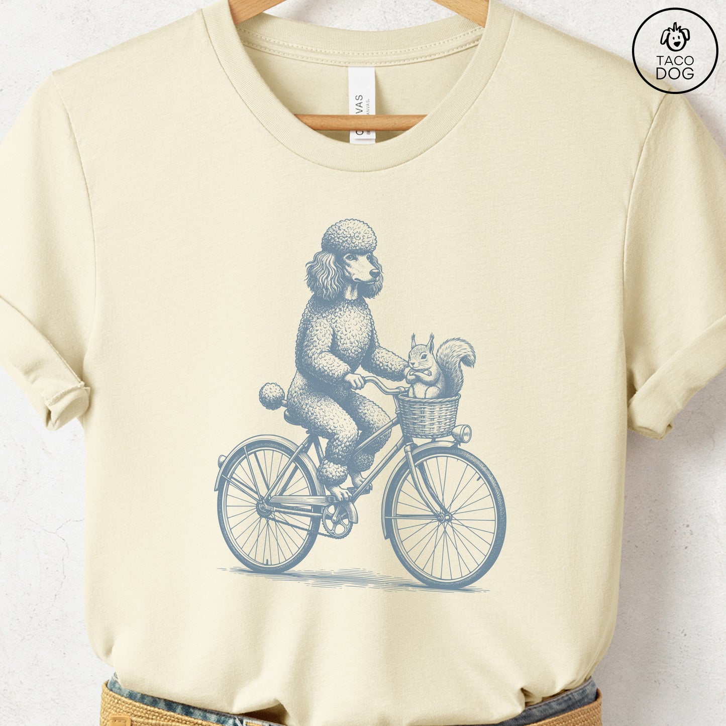 Poodle Squirrel Bike T-Shirt Natural