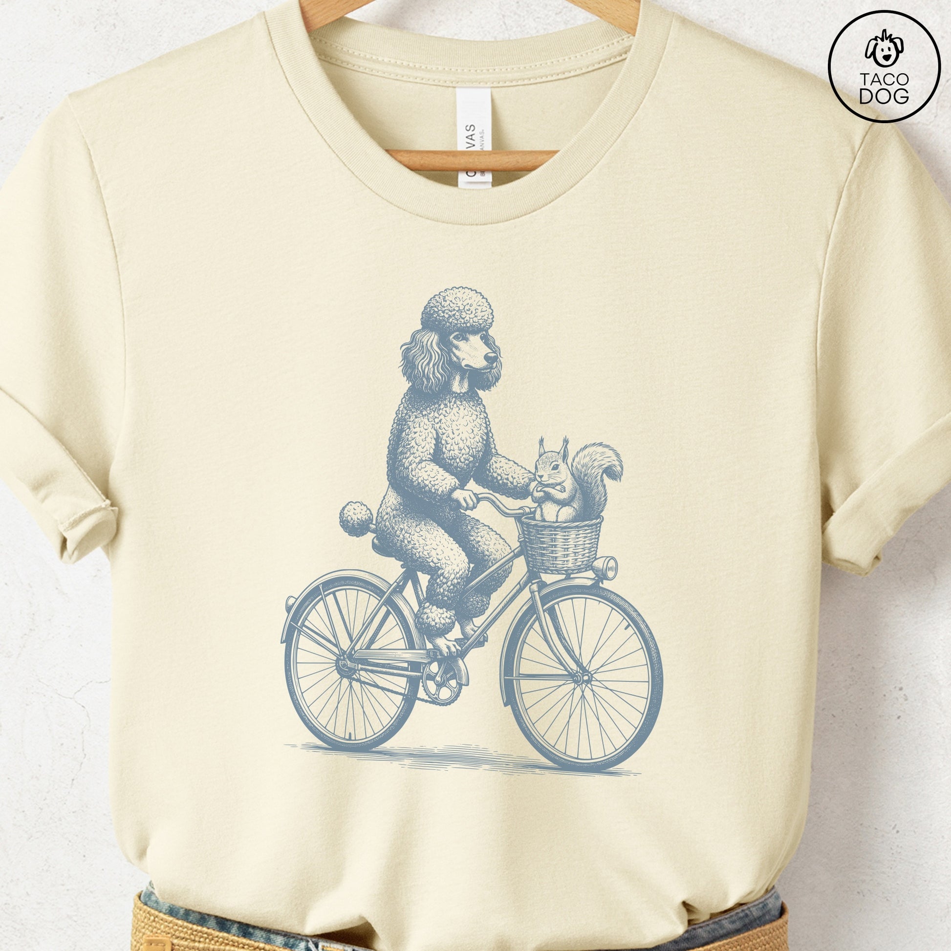 Poodle Squirrel Bike T-Shirt Natural