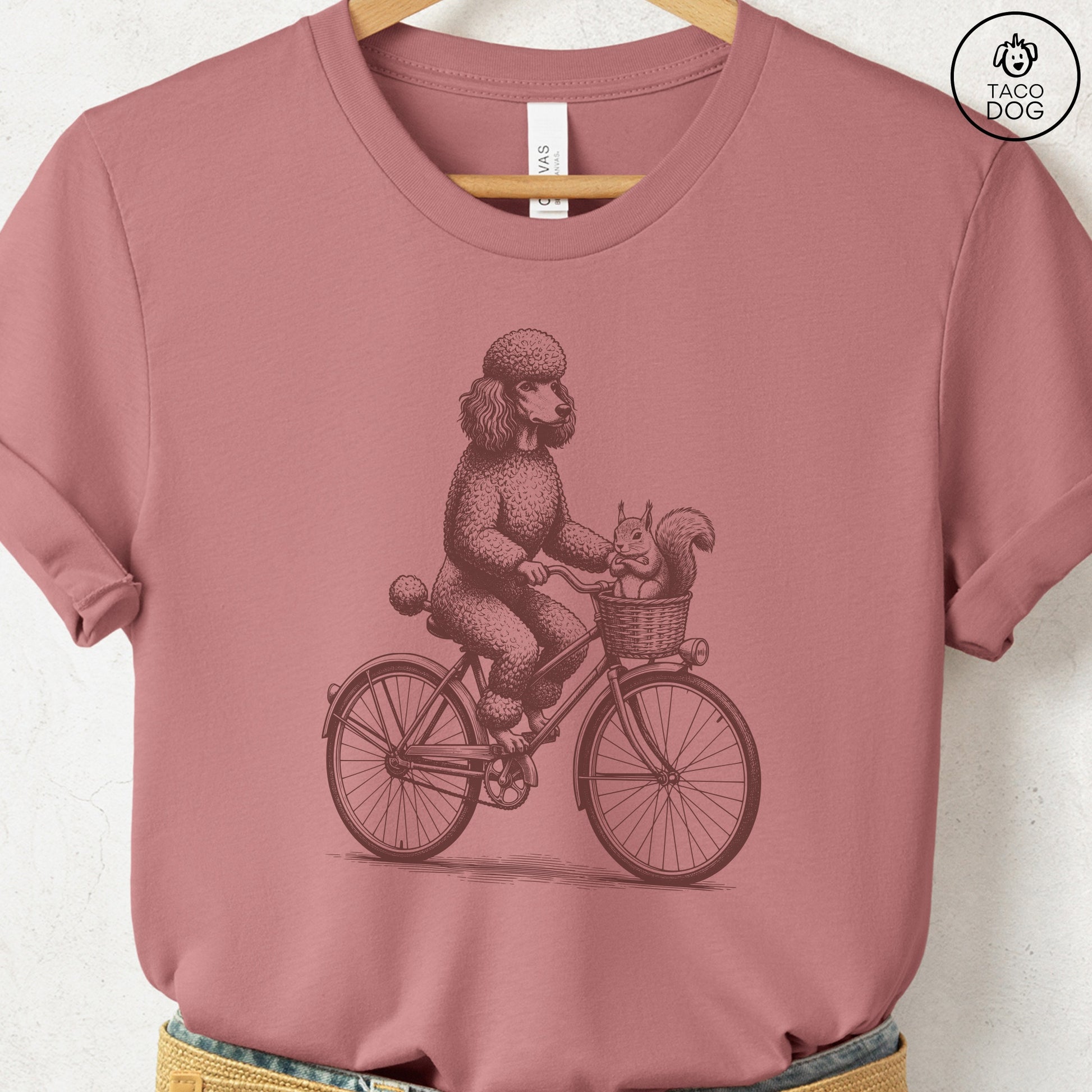 Poodle Squirrel Bike T-Shirt Heather Mauve
