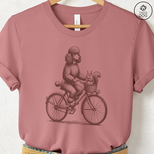 Poodle Squirrel Bike T-Shirt Heather Mauve
