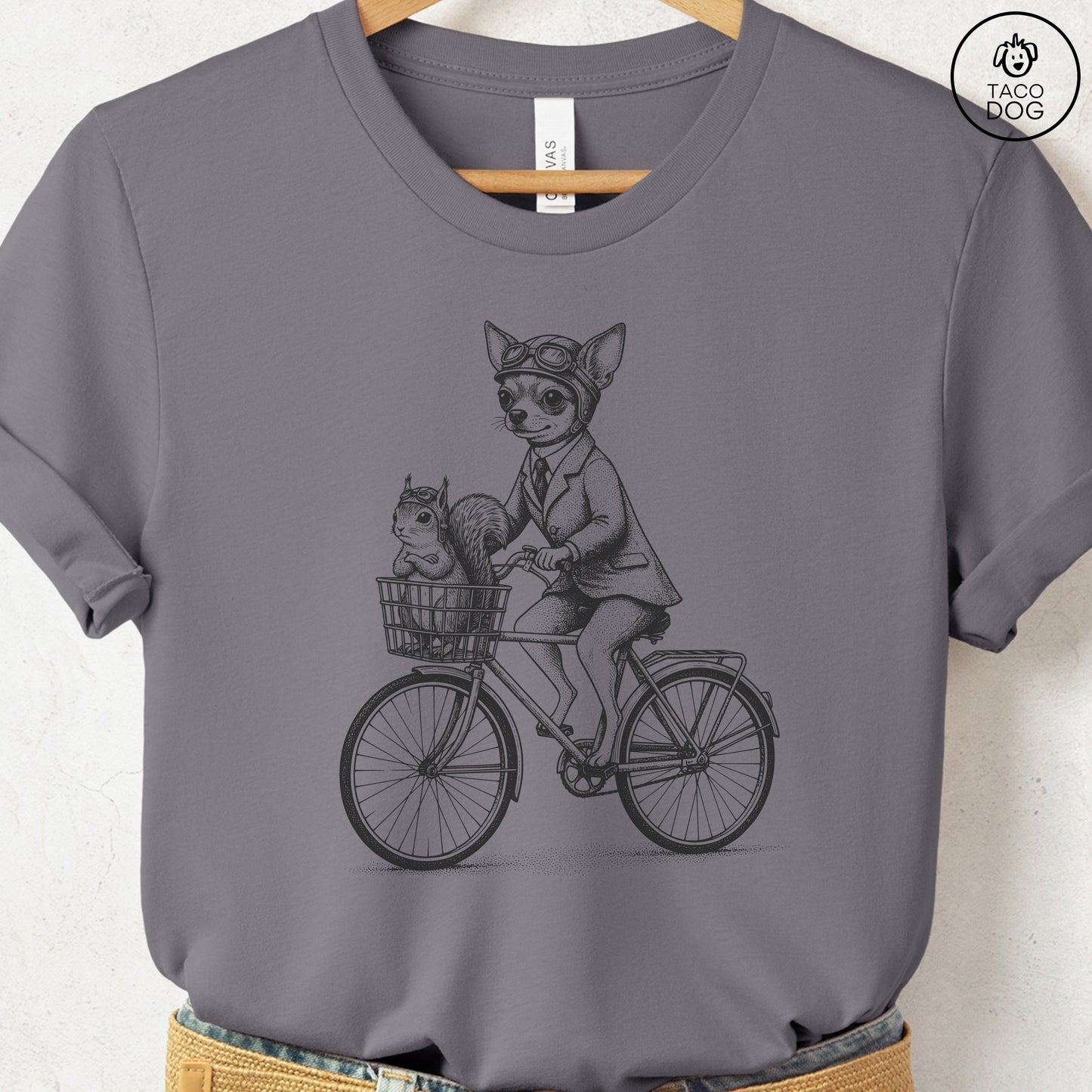 Chihuahua Squirrel Bike T-Shirt Storm Taco-Dog