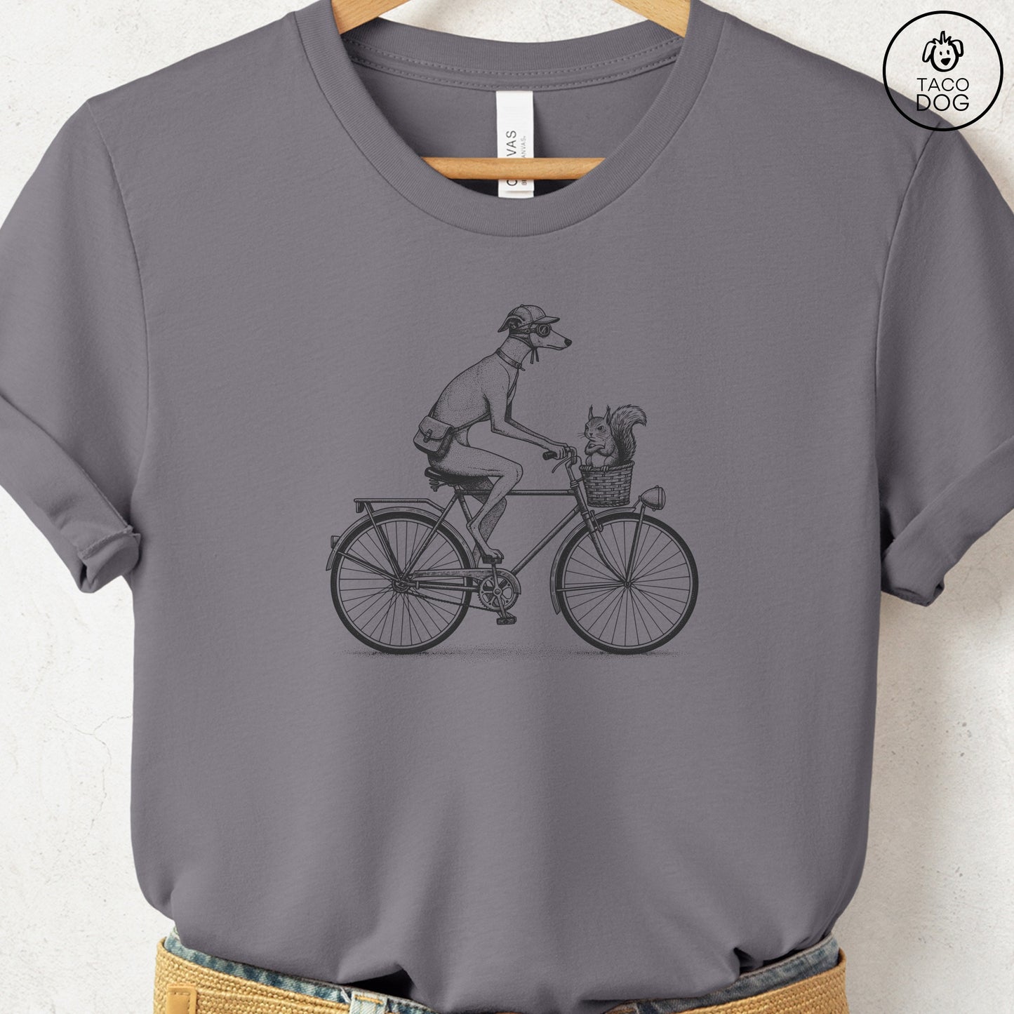 Italian Greyhound Whippet Iggy Squirrel Bike T-Shirt Storm Taco-Dog