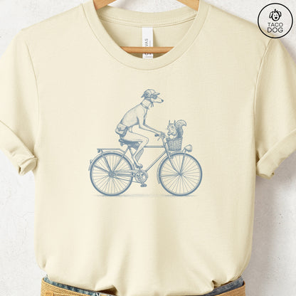 Italian Greyhound Whippet Iggy Squirrel Bike T-Shirt Natural Taco-Dog