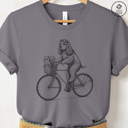 American Cocker Spaniel Squirrel Bike T-Shirt Storm Taco-Dog