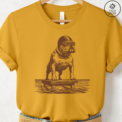 English Bulldog Swim T-Shirt Mustard Taco-Dog