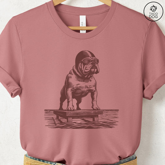 English Bulldog Swim T-Shirt Heather Mauve