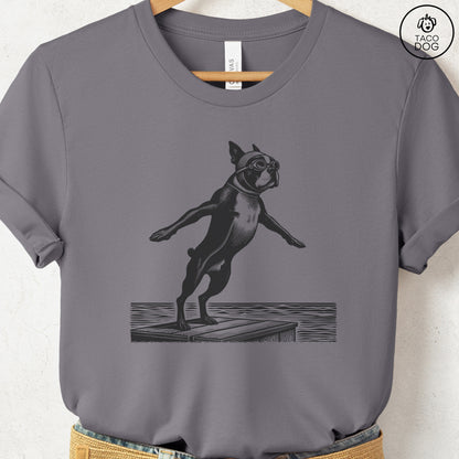 Boston Terrier Swim T-Shirt Storm Taco-Dog