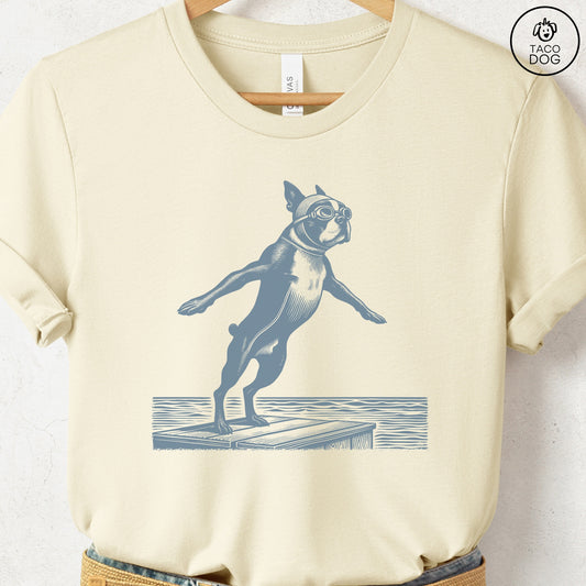 Boston Terrier Swim T-Shirt Natural
