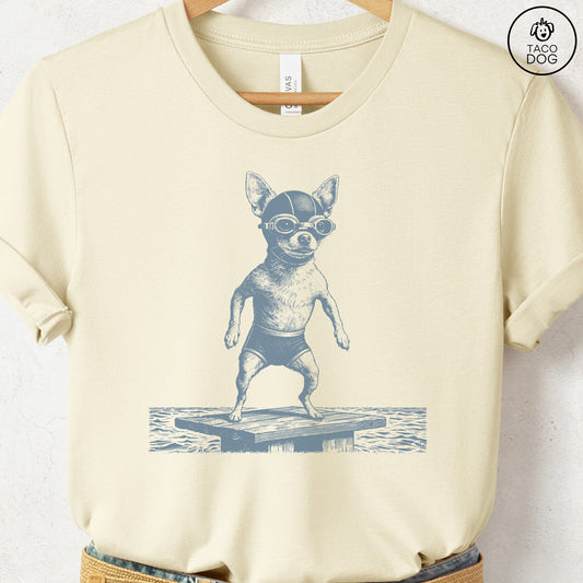 Chihuahua Swim T-Shirt Natural Taco-Dog