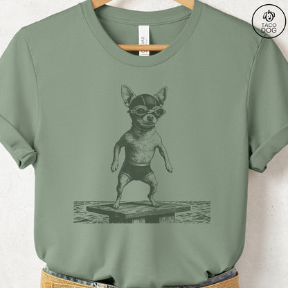 Chihuahua Swim T-Shirt Sage Taco-Dog