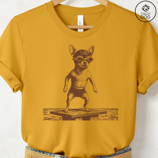 Chihuahua Swim T-Shirt Mustard