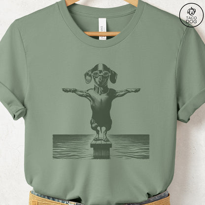 Dachshund Weenie Swim T-Shirt Sage Taco-Dog