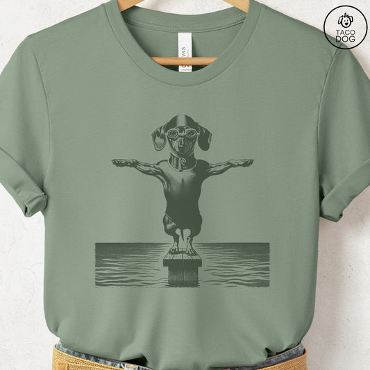 Dachshund Weenie Swim T-Shirt Sage