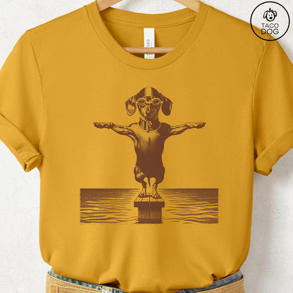 Dachshund Weenie Swim T-Shirt Mustard Taco-Dog
