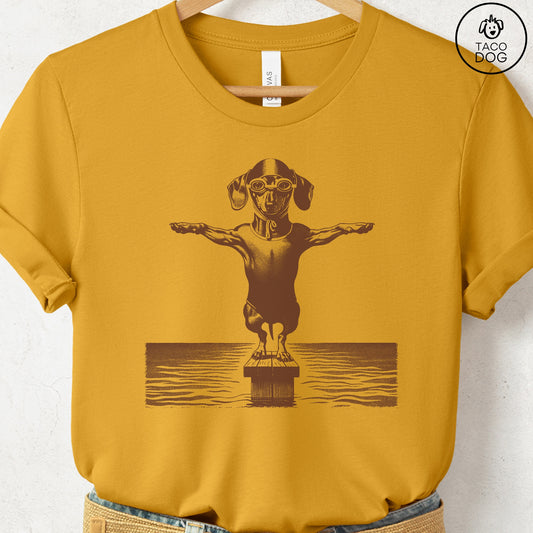 Dachshund Weenie Swim T-Shirt Mustard Taco-Dog