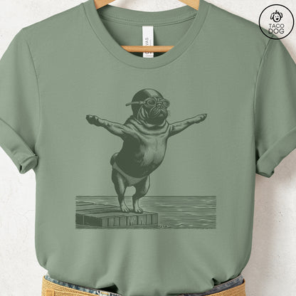 Pug Swim T-Shirt Sage Taco-Dog