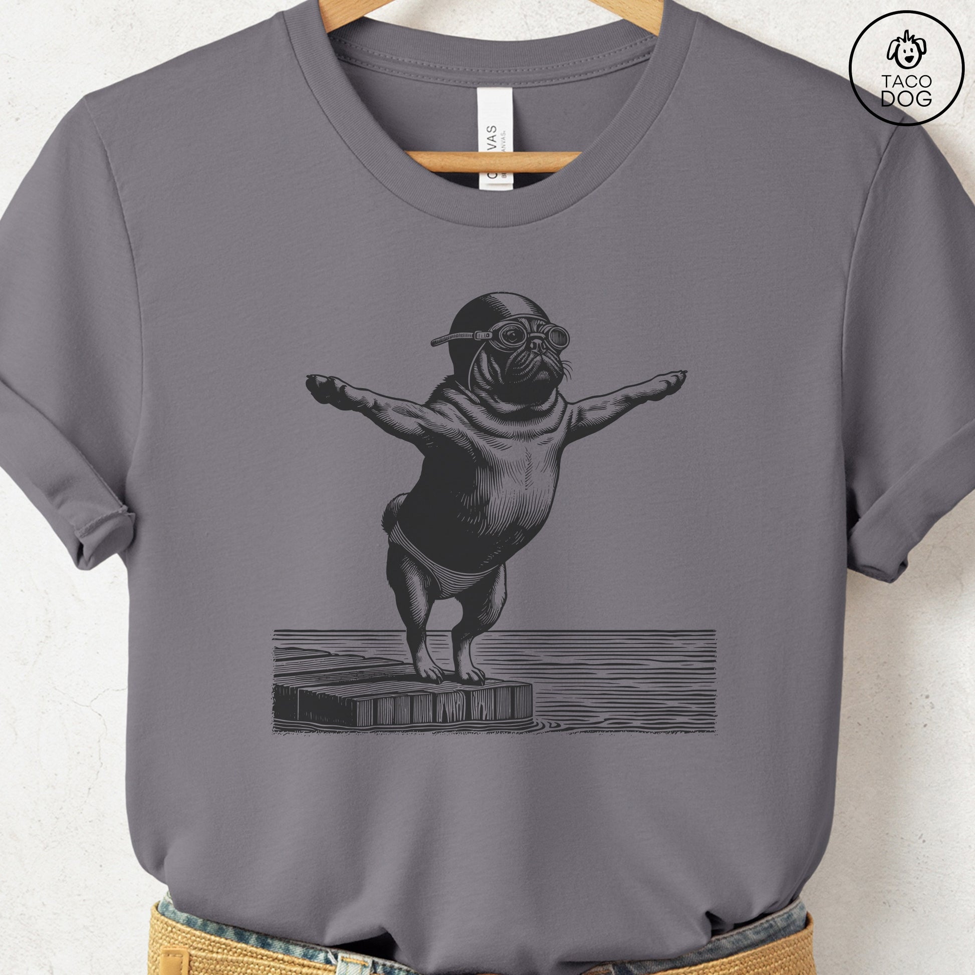 Pug Swim T-Shirt Storm Taco-Dog