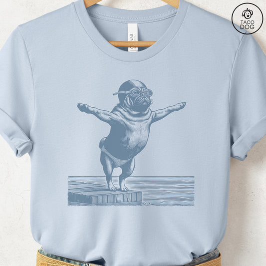 Pug Swim T-Shirt Light Blue